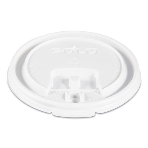 Lift Back And Lock Tab Cup Lids, Fits 10 Oz Cups, White, 100/sleeve, 10 Sleeves/carton