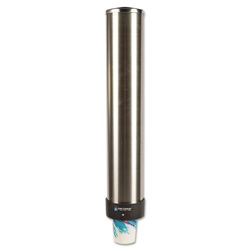 Large Water Cup Dispenser With Removable Cap, For 12 Oz To 24 Oz Cups, Stainless Steel