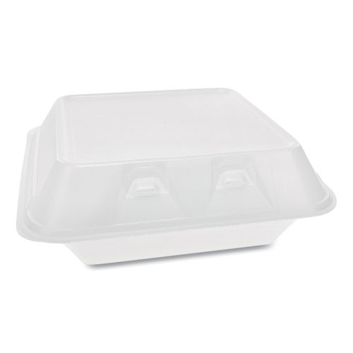 Smartlock Foam Hinged Containers, Medium, 3-compartment, 8 X 8.5 X 3, White, 150/carton