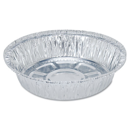 Round Aluminum To-go Containers, 48 Oz, 9" Diameter X 1.66"h, Silver, 500/carton