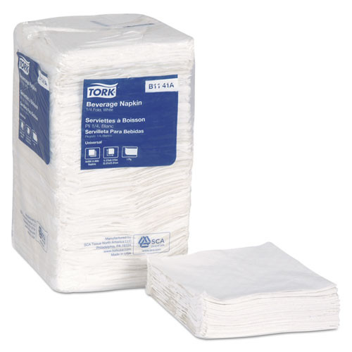 Universal Beverage Napkin, 1-ply,9.13 X 9.13, 1/4 Fold, Poly-pack, White, 4000/carton
