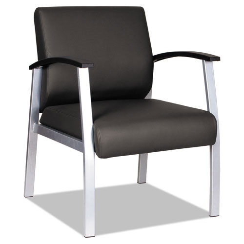 Alera Metalounge Series Mid-back Guest Chair, 24.6" X 26.96" X 33.46", Black Seat/back, Silver Base