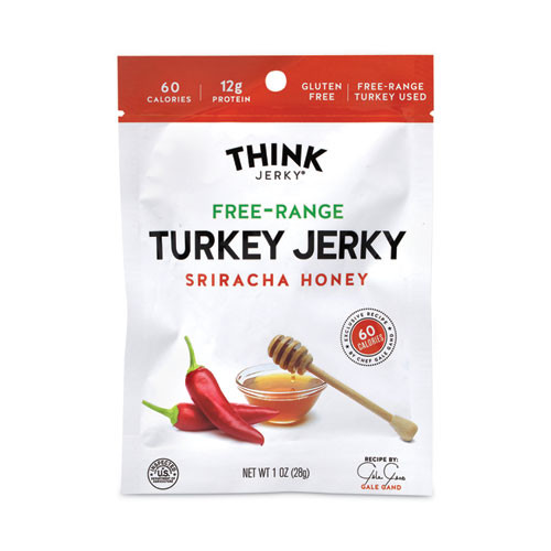 Think Jerky Sriracha Honey Turkey Jerky, 1 Oz Pouch, 12/pack