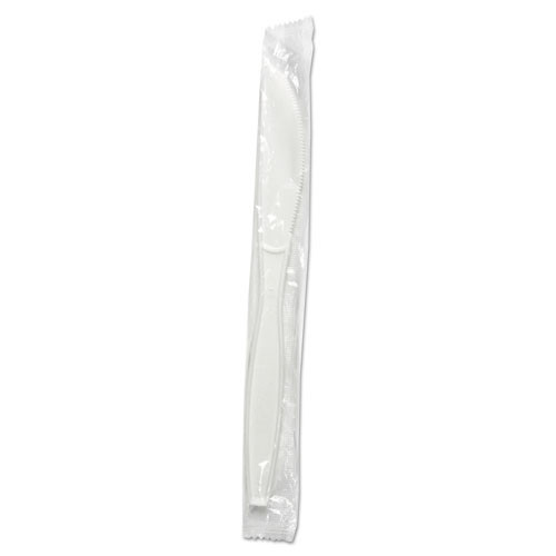Heavyweight Wrapped Polypropylene Cutlery, Knife, White, 1,000/carton