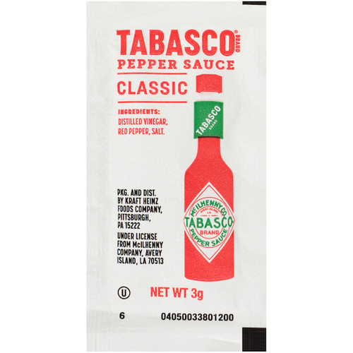 Tabasco Classic Pepper Sauce, 3 Milliliter Portion Pack - 200 Per Case