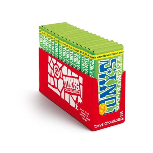 Tony s Chocolonely Chocolate Bar With Almonds & Sea Salt, 6.35 Oz, 15 Per Case