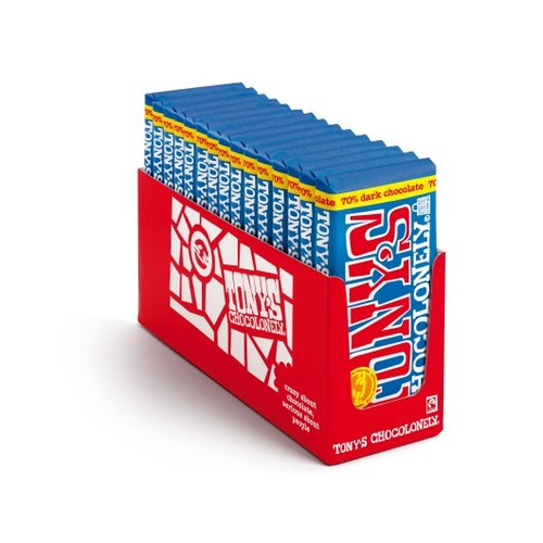 Tonys Chocolonely 70 Percent Dark Chocolate Bar, 6.35 Oz, 15 Per Case