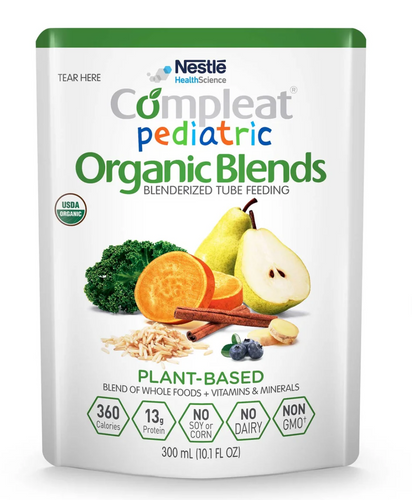 Nestle Compleat Organic Blends Pediatric Plant Base Protein Tube Feeding, 10 Fluid Ounce Pouch, 24 Per Case