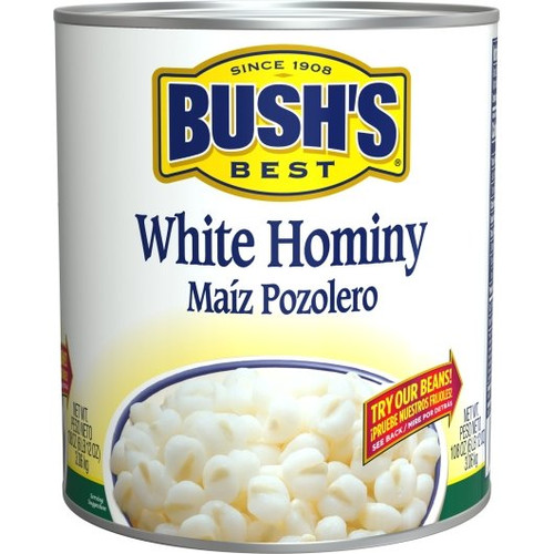Bushs Best White Hominy Beans, 108 Ounce, 6 Per Case