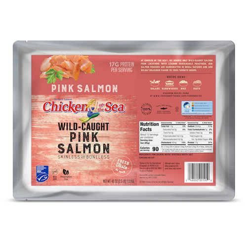 Chicken Of The Sea Premium Skinless and Boneless Pink Salmon Pouch, 40 Ounces, 6 Per Case