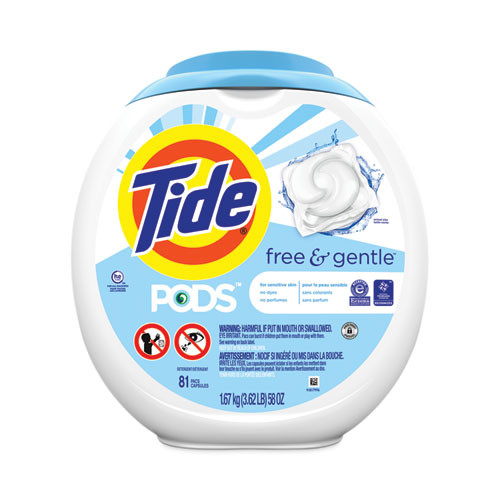 Tide Pods, Unscented, 81 Pods/Tub, 4 Tubs Carton