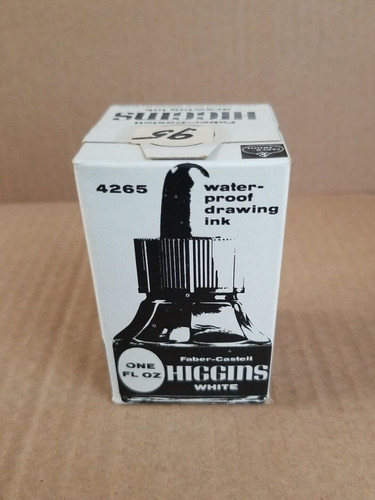 NIB Unopened Vintage Higgins Waterproof White Drawing Ink 1 oz NOS In Box, 18 Packs