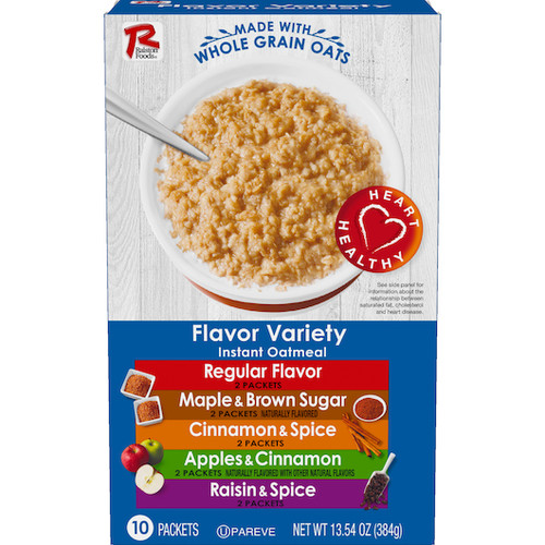 Ralston Instant Oatmeal Variety Pack- Regular, Maple Brown Sugar, Cinnamon Spice, Apple Cinnamon, & Raisin