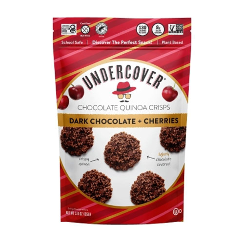 Undercover Snacks Dark Chocolate + Cherry Quinoa Crisps Pouches, 3 Ounce