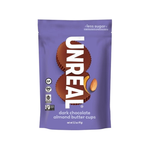 Unreal Candy Dark Chocolate Almond Butter Cups Bag