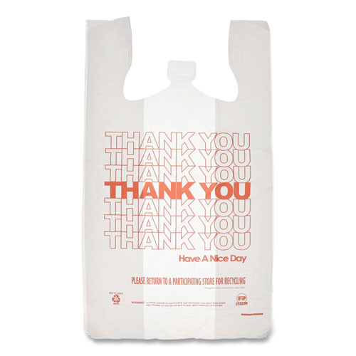 AmerCareRoyal Thank You Bags, 13" X 23" X 23", Red/White, 1,000/carton