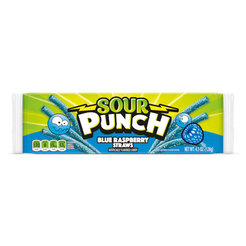 Sour Punch Blue Raspberry Straws, 4.5 Ounces, 24 Per Case