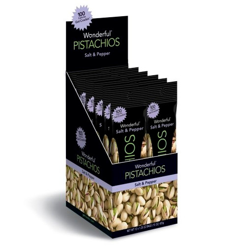 Wonderful Salt and Pepper Pistachio, 1.25 Ounce -- 120 per case