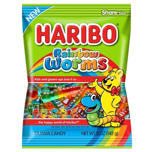 Haribo Rainbow Gummy Worms, 5 Ounce, 12 Per Case