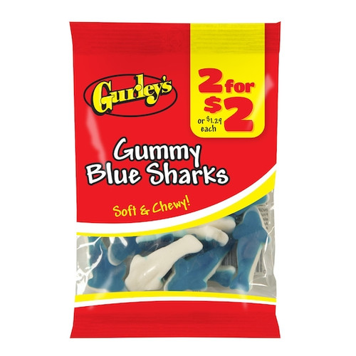 2 For $2 Soft and Chewy Blue Sharks Gummy Candy, 3.5 Each, 12 Per Case