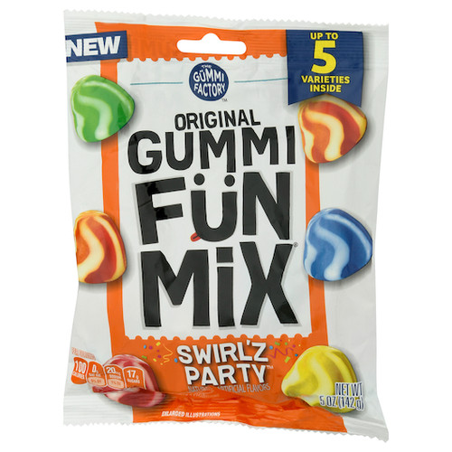 Original Gummi Factory Fun Mix Swirlz Party Gummy Candy, 5 Ounce, 12 Per Case