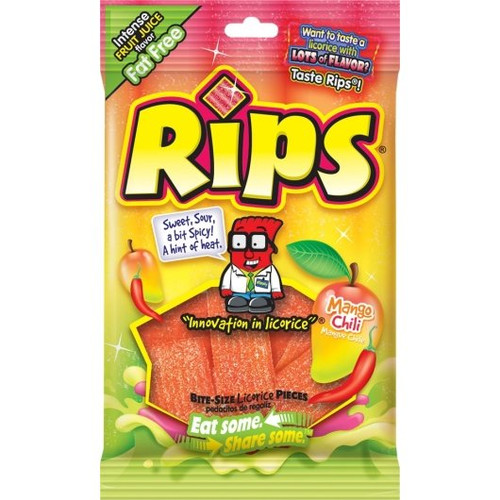 Rips Bite Size Mango Chili Pieces Peg Bag, 4 Ounces, 12 Per Case