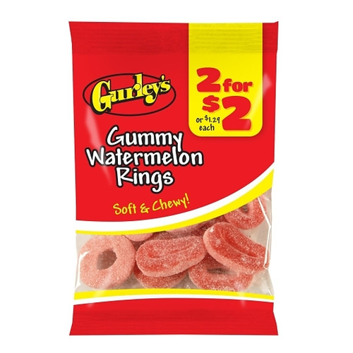 2 For $2 Watermelon Rings Gummy Candy, 3.25 Ounce, 12 Per Case