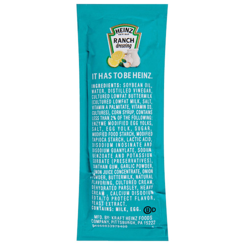 Heinz Ranch Dressing Single Serve, 12 Gram, 200 Per Case