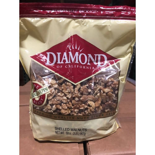 Diamond Walnut Halves & Pieces In A Bag, 2 Pounds, 12 Per Case