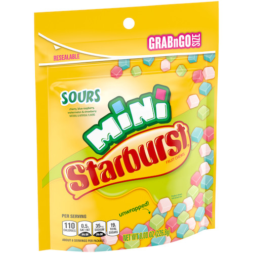 Starburst Mini Sours Stand Up Pouch, 8 Ounces, 8 Per Case