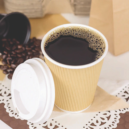 Karat Ripple Hot Cups, 12 Oz, Kraft/white, 500/carton