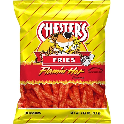 Chester s Fries Flamin Hot Cheese Flavored Snack, 2.625 Ounce, 28 Per Case