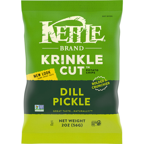 Kettle Foods Dill Pickle Chips Thick & Bold, 2 Ounces, 24 Per Case