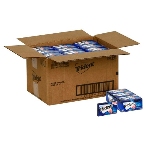 Trident Sugar Free, Peppermint Gum, 14 Count, 12 Per Box, 12 Per Case