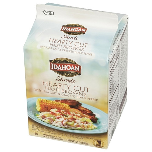 Idahoan Foods Hearty Cut Hash Browns With Sea Salt & Cracked Black Pepper, 2.25 Pound, 6 Per Case