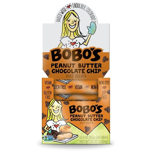 Bobo s Oat Bars Peanut Butter Chocolate Chip, 3 Ounce, 12 Per Box, 4 Per Case