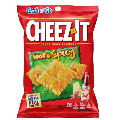 Cheez-It Hot & Spicy Snack, 3 Ounces, 6 Per Box, 6 Per Case