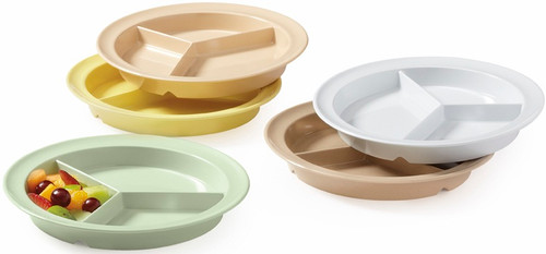 GET Enterprises SuperMel Melamine Tan 3 Compartment Plate, 9 inch, 12 per case