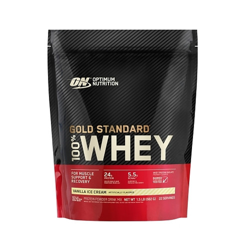 Optimum Nutrition Whey Vanilla Ice Cream, 1.5 Pound, 1 Per Box, 6 Per Case