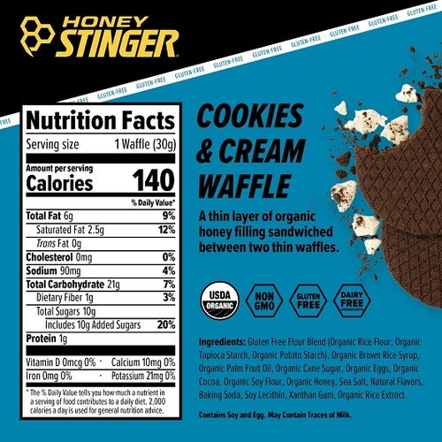 Honey Stinger Organic Cookies and Creme Waffle, 1.06 Ounce, 96 Per Case