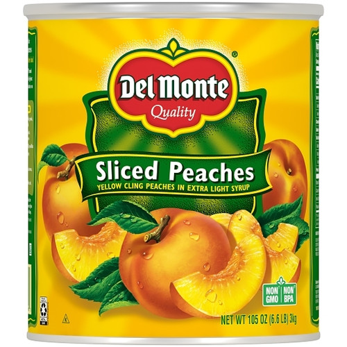 Del Monte Sliced Peaches In Extra Light Syrup, 105 Ounce, 6 Per Case
