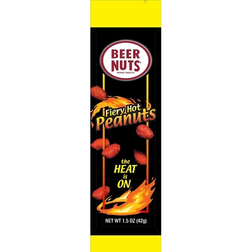 Beer Nuts Fiery Hot Peanut Snack Tube, 1.5 Ounce, 48 Per Case