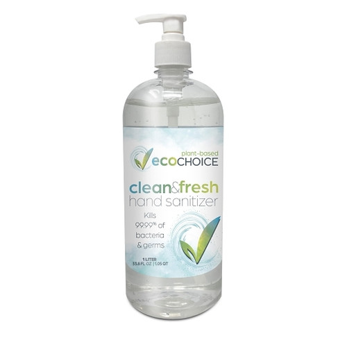 Sterno Ecochoice Hand Sanitizer Clean & Fresh With Pump, 1 Liter, 8 Per Case