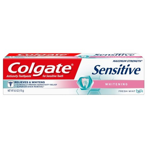 Colgate Maximum Strength Sensitive Whitening Fresh Mint Toothpaste, 6 Ounces, 24 Per Case