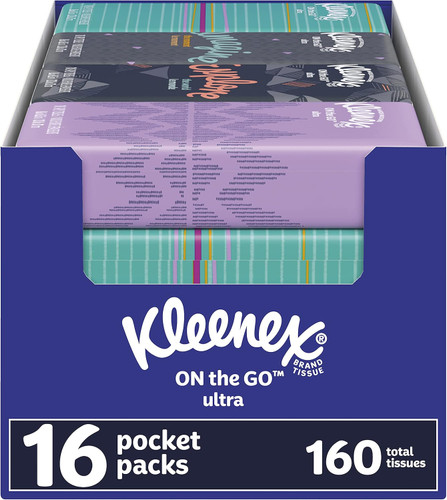 Kleenex On The Go Facial Tissues, 160 Count, 6 Per Case