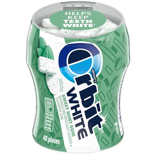 Orbit White Sugar Free Sweet Mint Gum, 40 Piece, 6 Per Box, 4 Per Case