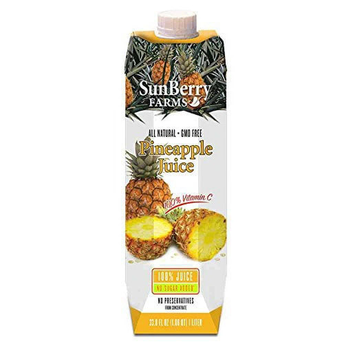 Sunberry Farms 100% Pineapple Juice, 33.8 Fluid Ounce, 12 Per Case