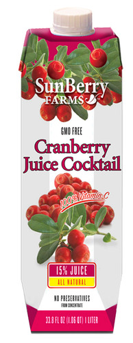 Sunberry Farms Cranberry Cocktail Juice, 33.8 Fluid Ounces, 12 Per Case