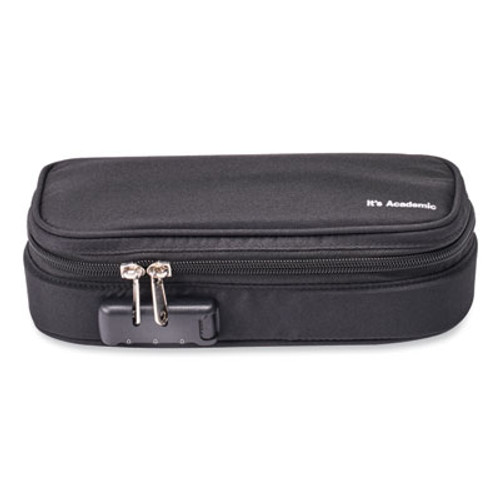 It's Academic Locking Pencil Case, 2 Compartments, 4.75" x 2.5" x 2.5", Black, 2/Pack