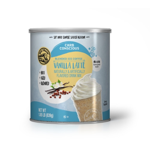 Big Train Low Carb Vanilla Latte Blended Ice Coffee Mix, 1.85 Pound, 2 Per Case
